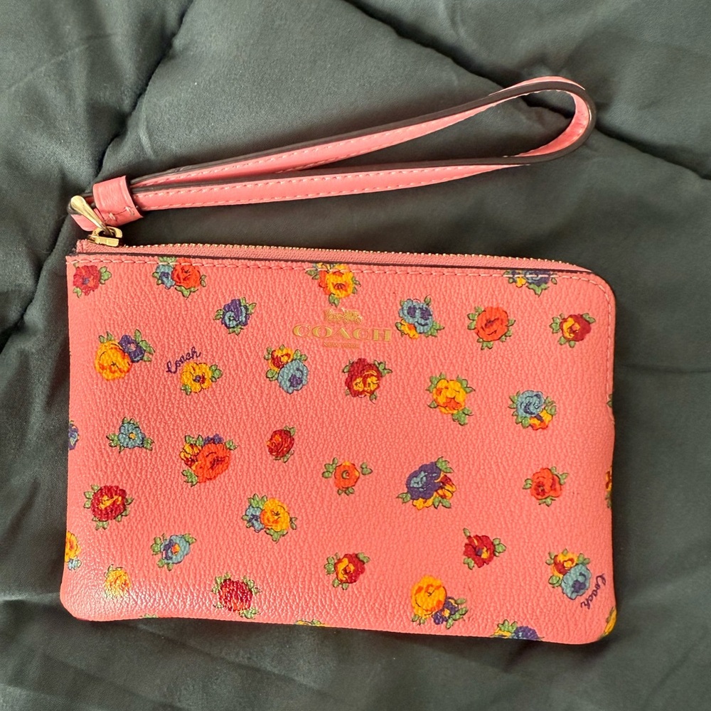 Coach Coral Floral Wristlet